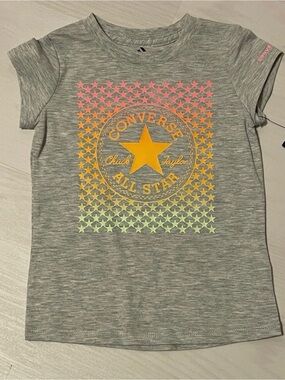 Converse Heather Gray Tee with Neon Gradient Starburst